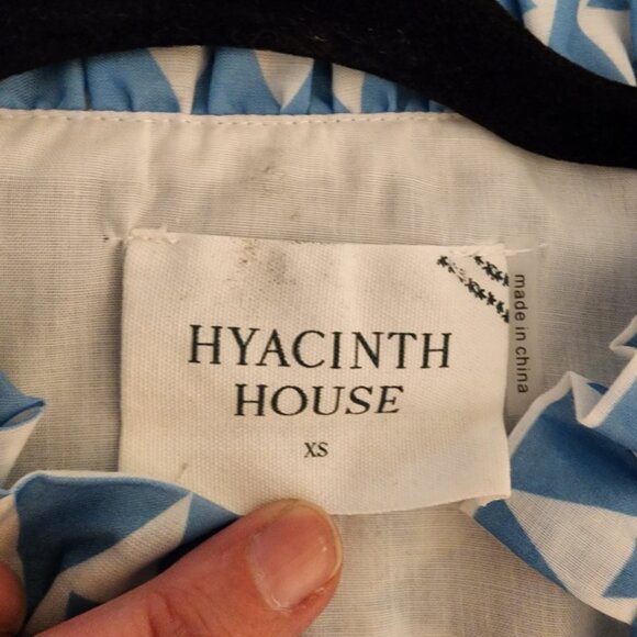 Hyacinth House Blue & White Bell Sleeved Blaine Mini Dress NWT XS - Picture 7 of 12